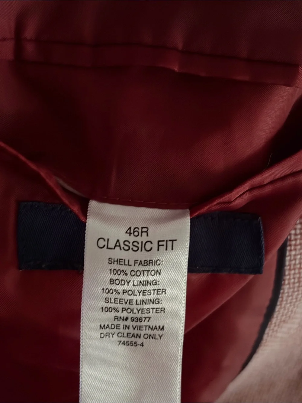 Stafford red white basket weave Single Breast Sport Coat blazer 48R 100% cotton